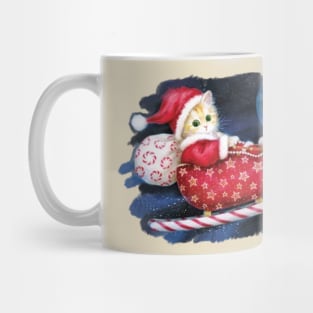 Kitten Santa on Candy Sleigh Mug